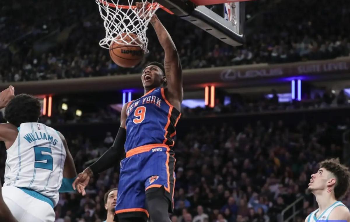 Barrett (9)  earns two against the Charlotte Hornets on Sunday afternoon